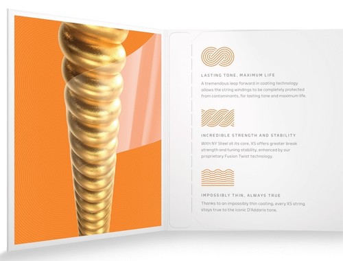 זוית נוספת D'Addario XS 10-47 Extra Light 80/20 Bronze Coated Acoustic Guitar Strings