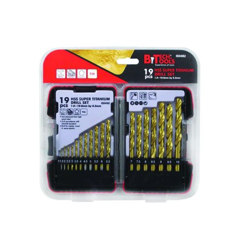 סט מקדחי M2 HSS ציפוי טיטניום (כל 0.5) - 19 יח׳