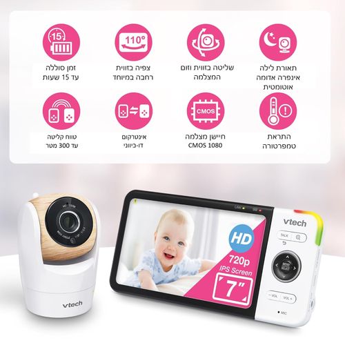 אינטרקום דיגיטאלי דו-כיווני לתינוק VM919 עם מסך 