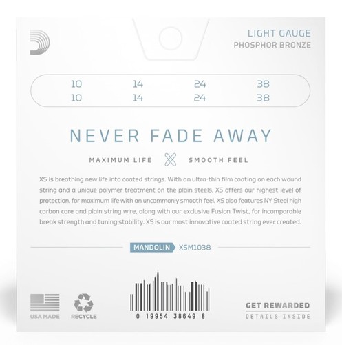 זוית נוספת D'Addario Light Coated 10-38 Mandolin Strings