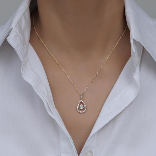 שרשרת ותליון יהלומים זהב 14K
