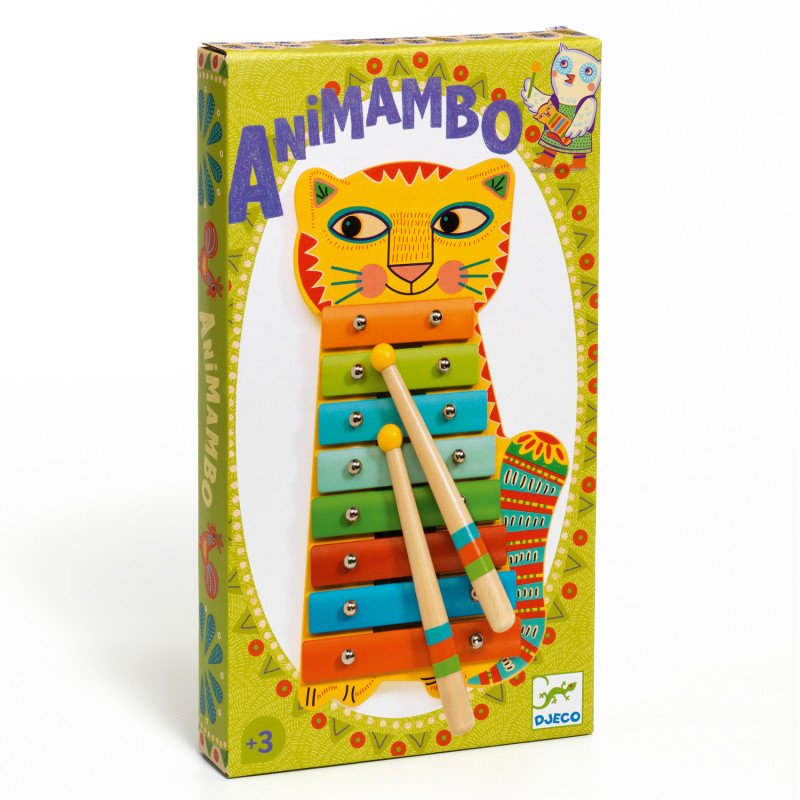כלי נגינה לילדים קסילופון עץ ומתכת חתול - DJECO