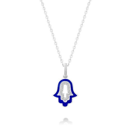 שרשרת ותליון חמסה יהלומים 14K