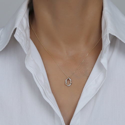 שרשרת ותליון יהלומים זהב 14K