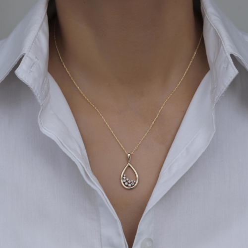 שרשרת ותליון יהלומים זהב 14K