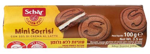 עוגיות סנדוויץ' קקאו במילוי קרם שמנת ללא גלוטן 100 גרם
