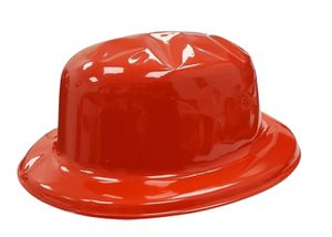 12 כובע פלסטיק אדום מבריק במארז