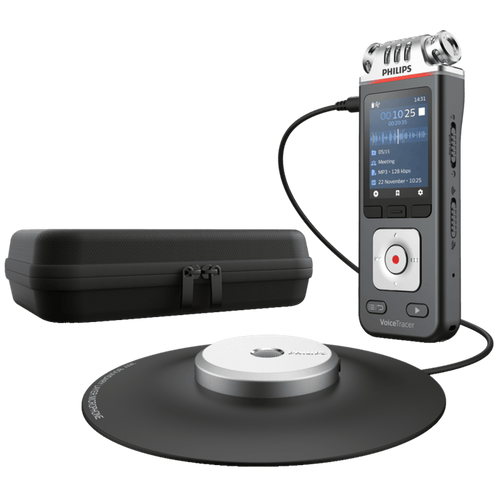 טייפ מנהלים מקליט דיגיטאלי פיליפס PHILIPS DVT8115 8GBP הכולל 3 מיקרופונים + מיקרופון 360 מעלות תמיכה בתוכנה SEMBLY AI