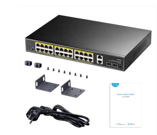 GS1026PS2 מתג PoE 24-GbE עם 2 Uplink GbE ו-2 Uplink SFP  