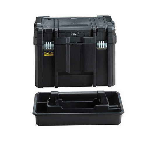 ארגז כלים עמוק Stanley TSTAK עם ידית ארוכה, מגש נשלף וארגונית במכסה למקצוענים