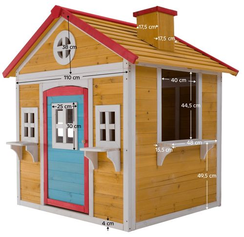 בית עץ לחצר או מרפסת עם דלת וחלונות