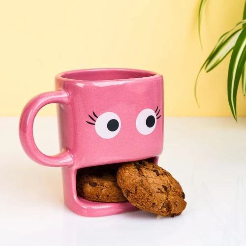 ספל קפה ועוגייה Cookie Mug – צבע ורוד