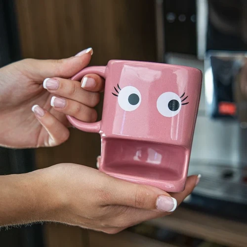 ספל קפה ועוגייה Cookie Mug – צבע ורוד