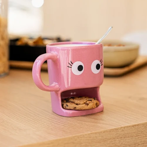 ספל קפה ועוגייה Cookie Mug – צבע ורוד