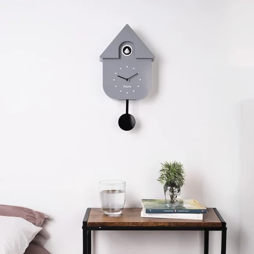 שעון מטוטלת קוקייה עם מנגנון שקט Cuckoo Clock – אפור