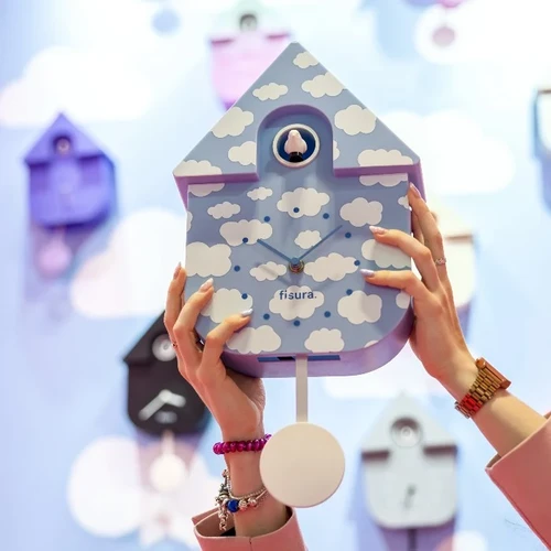 שעון מטוטלת קוקייה עם מנגנון שקט Cuckoo Clock – עננים