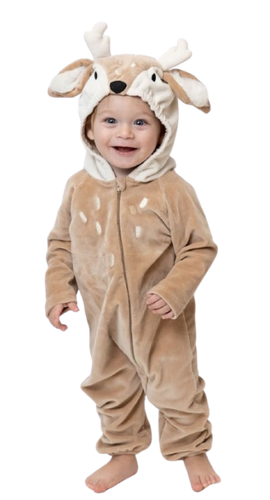 תחפושת אוברול/וואנזי במבי לפורים ומשחקי דמיון (גילאי 24-36 חודשים)- חום בהיר