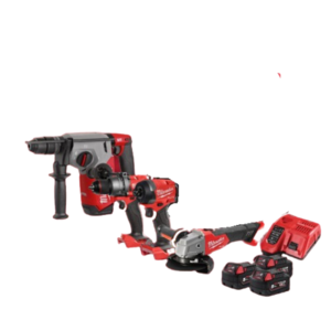 סט דבלין דור 4 נטען 18V מברגת אימפקט + מברגה מקדחה + משחזת זווית + פטישון + 2 סוללות 5 אמפר ומטען MILWAUKEE FUEL M18-SET X4 E 18V