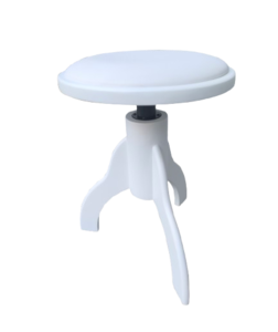 כסא פסנתר עגול מתכוונן PRB-20 בעיצוב ייחודי בצבע לבן מט ומושב דמוי עור בצבע לבן מבית LEGRAND