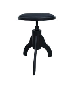 כסא פסנתר עגול מתכוונן PRB-20 בעיצוב ייחודי בצבע שחור מט ומושב דמוי עור בצבע שחור מבית LEGRAND