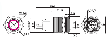 מפסק מתכת מוגן מים ON/OFF + תאורת לד 12V ירוק