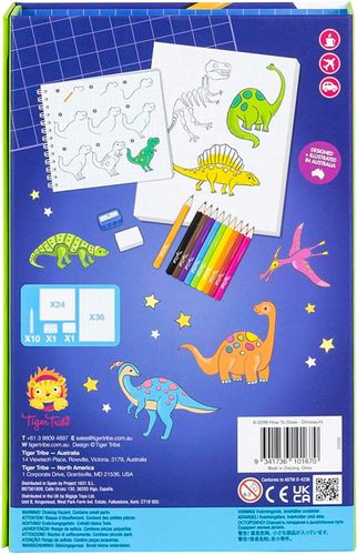 איך לצייר דינוזאורים מארז ללימוד ויצירה כולל עפרונות - דינוזאורים