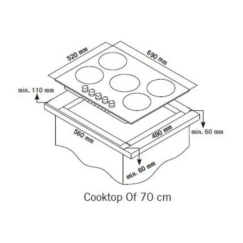 כיריים גז 5 להבות זכוכית שחורה Germaine GER-HOB-5-ZONE-GLB