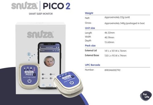 מוניטור נשימתי אקטיבי סנוזה פיקו 2 Snuza Pico עם שידור נתונים לסמארטפון