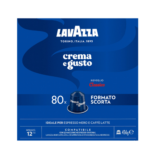 80 קפסולות לוואצה קרמה א גוסטו קלאסיקו Lavazza Crema e Gusto Classico לנספרסו