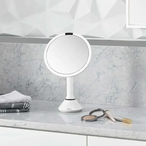 מראת סנסור Touch Dual Light | תאורת LED מתכווננת | הגדלה פי 5 | לבן מט לאיפור מדויק מתוך קולקציית מראות איפור וקוסמטיקה (מבט ארגונומי) - שילוב מו