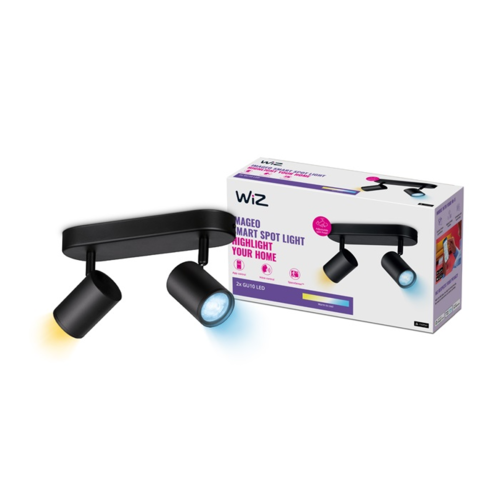 גוף תאורה כפול חכם עם ראש ספוט מתכוונן WiZ שחור