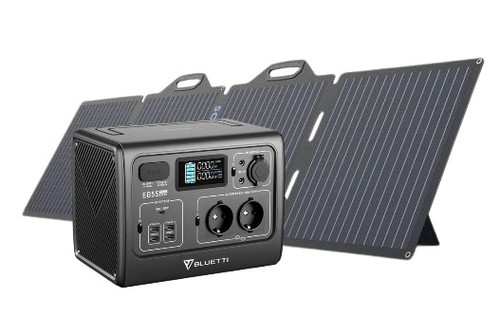 מארז תחנת כוח ניידת ופאנל סולארי Bluetti EB55 700W + BigBlue 100W