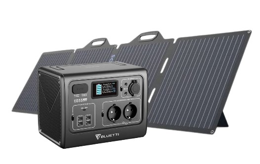 מארז תחנת כוח ניידת ופאנל סולארי Bluetti EB55 700W + BigBlue 200W