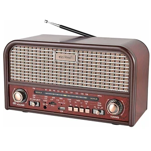 רדיו רמקול סוללות ונטען בעיצוב רטרו דגם A - עץ דובדבן