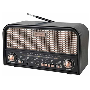 רדיו רמקול סוללות ונטען בעיצוב רטרו דגם A - עץ שחור