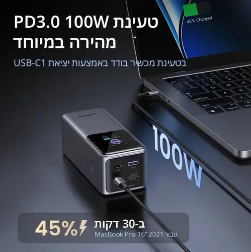 סוללת גיבוי טעינה סופר מהירה Ugreen Nexode 20,000mAh 130W PB721 35524
