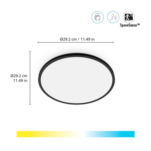 צמוד תקרה בצבע שחור WiZ SuperSlim Ceiling 16W B RD 27-65K TW