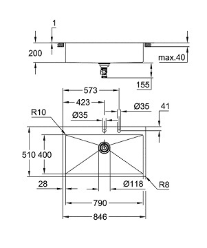 כיור מטבח נירוסטה K800 31584SD1 גרואה GROHE יבואן רשמי