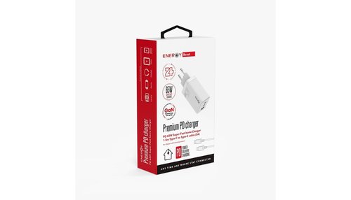 מטען בית  65W ENERGY Premium 2C+1QC PD65W with C to C 1.5M cable