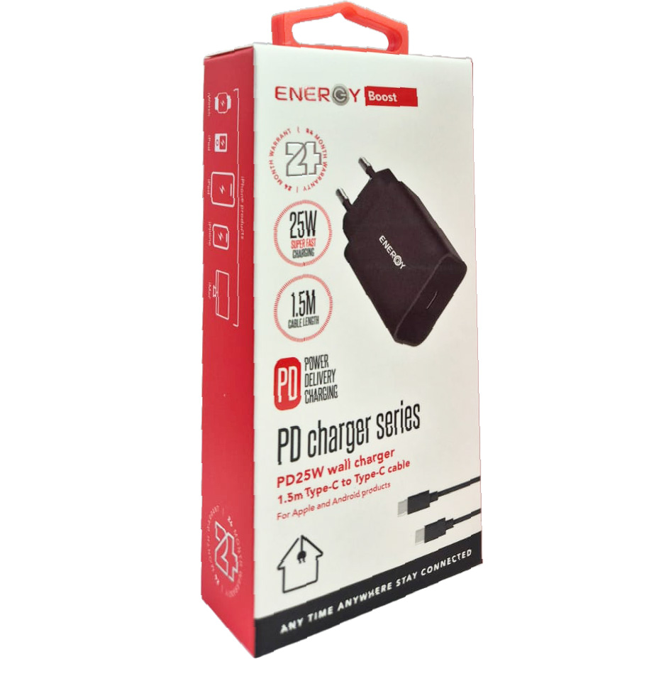 מטען בית ENERGY PD25W with C to C 1.5M cable