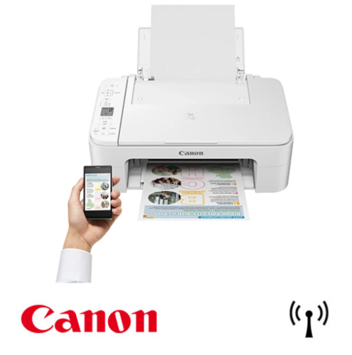 מדפסת משולבת אלחוטית צבעונית הזרקת דיו קנון Canon Pixma TS3351 בצבע לבן