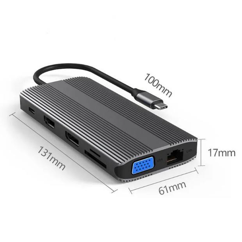 תחנת עגינה  MXD1201 TYPE C hdmi+vga+dp+pd100watt+usb+sd+lan