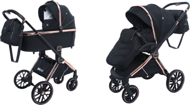 עגלה משולבת דגם לאגסי Legacy LX כולל תיק תואם צבע שחור רוז גולד