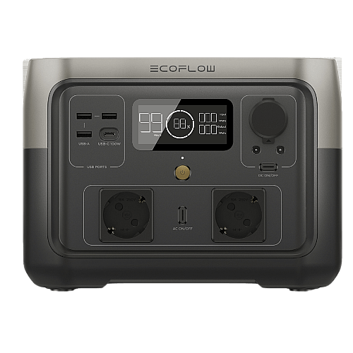 תחנת כח ניידת 2 ECOFLOW RIVER MAX דגם חדש LIFEPO4 קיבולת 0.512Kwh -הספק 0.5-1KW טעינה מהירה