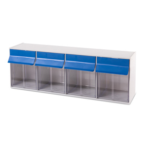 רב תא 4 תאים  – צבע שקוף כחול Logistiplast LOGI BIN 4