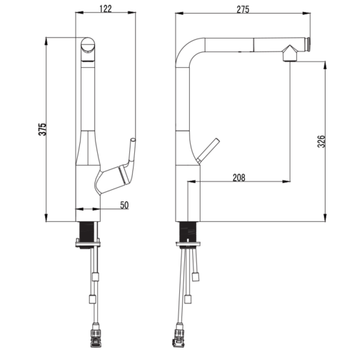 ברז מטבח נישלף  צבע כרום 51848 סדרת אלון מדגל