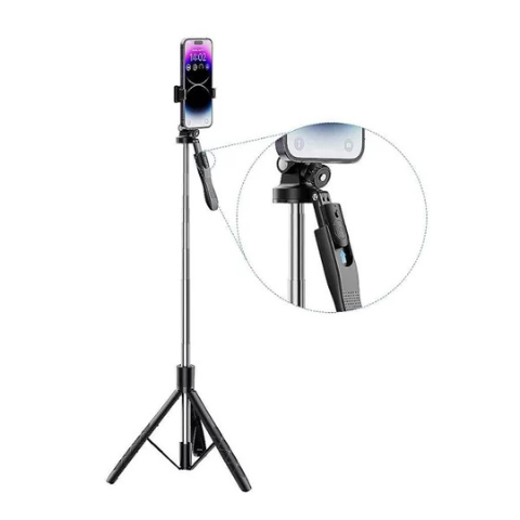 חצובה מקצועית לסמארטפון עד 1.80 מטר מתכווננת עם שלט מובנה XO SS15