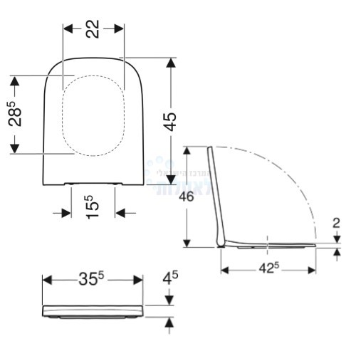 מושב אסלה דק טריקה שקטה גבריט 500.687.01.1 | לבן | Smyle Square Slim GEBERIT
