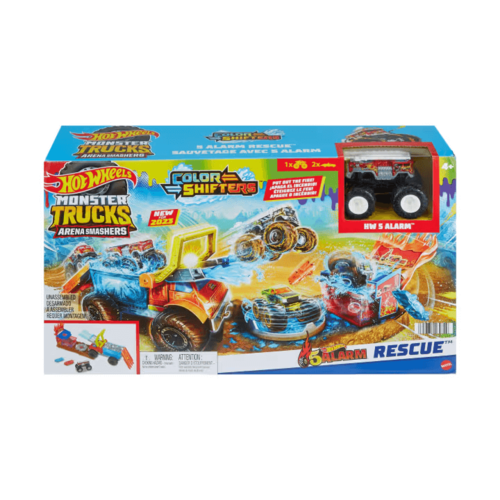 HOT WHEELS משאית ענק +משגר ומשאית הוט ווילס משנה צבע