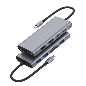 תחנת עגינה  MXD1202 TYPE-C hdmi+vga+dp+pd100watt+usb+sd+lan